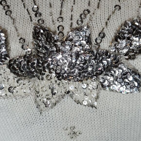 Vintage Beaded Sequin Long Sleeve Pullover Sweater, Hollywood & Vine, Sz Small - Picture 5 of 9